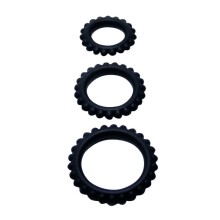 BAILE - TITAN SET 3 PCS COCK RING NOIR 2.8 + 2.4 + 1.9 CM