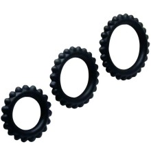 BAILE - TITAN SET 3 PCS COCK RING NOIR 2.8 + 2.4 + 1.9 CM