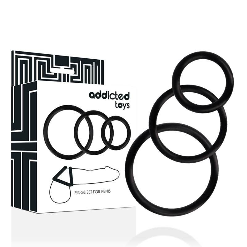 ADDICTED TOYS - SET DI ANELLI PER PENE NERO