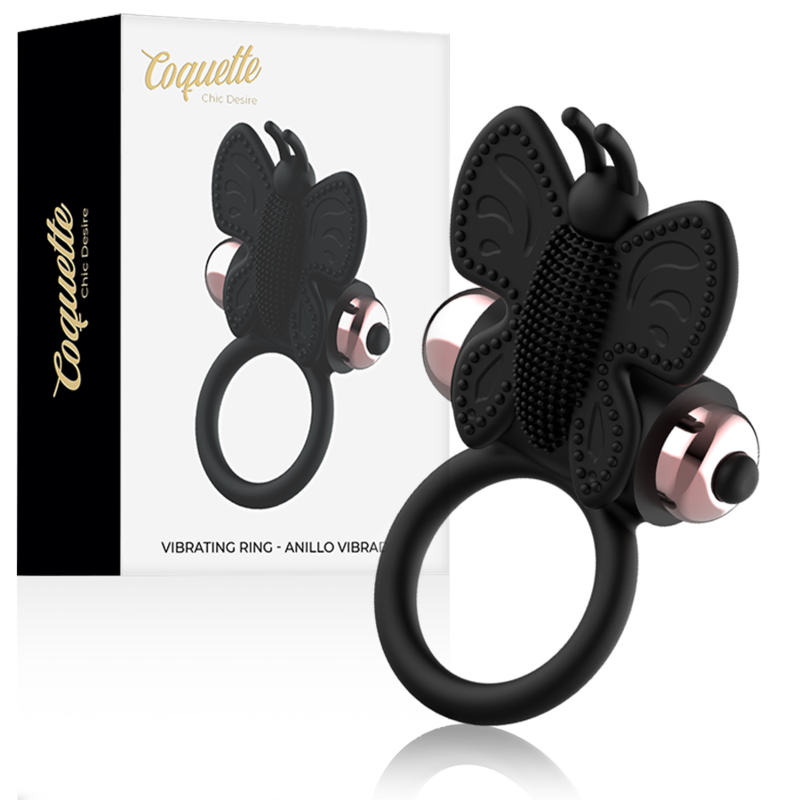 COQUETTE CHIC DESIRE - COCK RING BUTTERFLY WITH VIBRATOR BLACK/