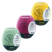 SATISFYER - 3 MASTURBATOR EGGS RIFFLE, BUBBLE FIERCE