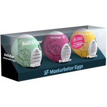 SATISFYER - 3 OEUFS MASTURBATEURS RIFFLE, BUBBLE FIERCE