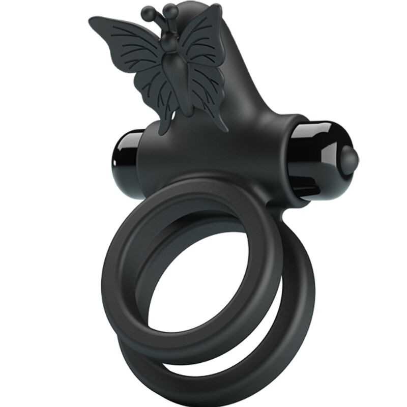 PRETTY LOVE - DOUBLE VIBRATING RING WITH BLACK STIMULATOR