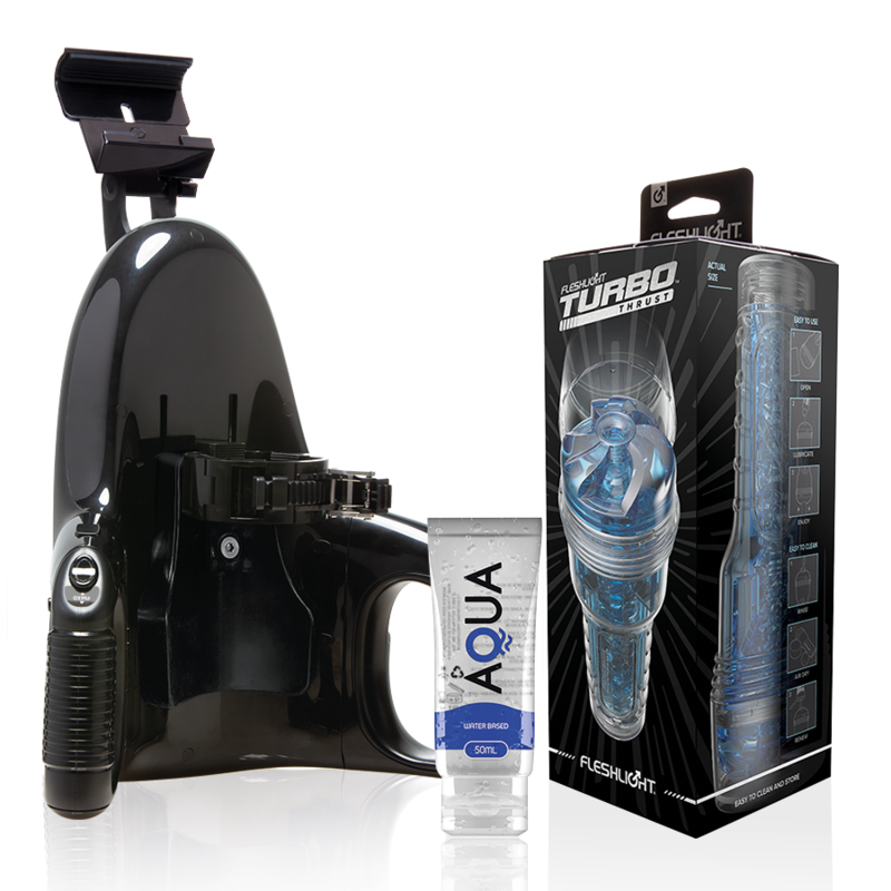 FLESHLIGHT - TURBO THRUST BLUE ICE + LANCIO UNIVERSALE + LUBRIFICANTE DI QUALITÀ AQUA 50 ML