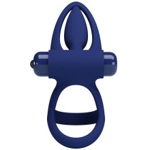 PRETTY LOVE - MAT DOUBLE RING WITH VIBRATION STIMULATOR BLUE