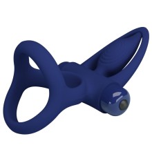 PRETTY LOVE - MAT DOUBLE RING WITH VIBRATION STIMULATOR BLUE