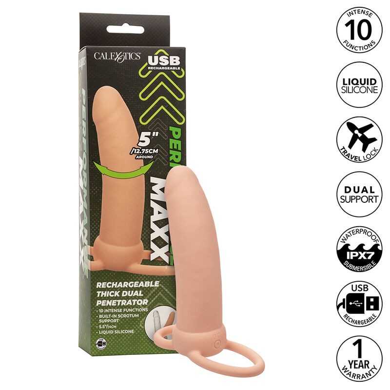 CALEXOTICS - MAXX THICK DUAL PENETRATOR 10 VIBRAÇÕES CARNE CALEXOTICS - MAXX THICK DUAL PENETRATOR 10 VIBRAÇÕES CARNE