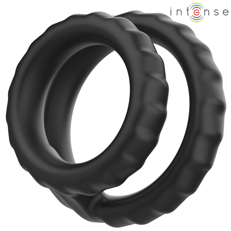 INTENSE - DEWEY ANEL DE PÊNIS DUPLO DE SILICONE PRETO MODELO 2