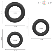 INTENSE - HUGH 3 BASIC SILICONE PENIS RINGS BLACK