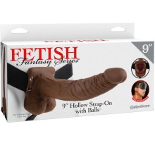 FETISH FANTASY SERIES - 9 HOHL STRAP-ON MIT BLLEN 22,9 CM BRAUN