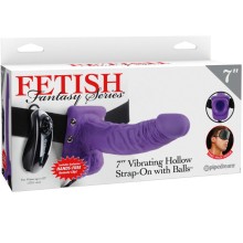 FETISH FANTASY SERIES - 7 HOLLOW STRAP-ON VIBRANDO COM BOLAS