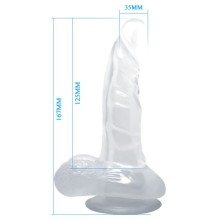 BAILE - DILDO REALISTICO CON VENTOSA E TESTICOLI 16.7 CM TRASPARENTE