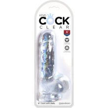 KING COCK - CLEAR PÊNIS REALÍSTICO COM BOLAS 13.5 CM