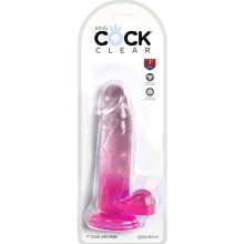 KING COCK - CLEAR PENE REALISTICO CON SFERE 15.2 CM ROSA