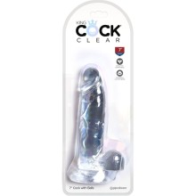 KING COCK - CLEAR PÊNIS REALÍSTICO COM BOLAS 15.2 CM