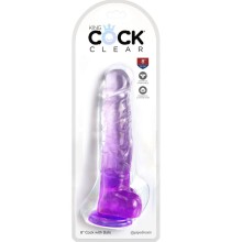 KING COCK - CLEAR PÊNIS REALÍSTICO COM BOLAS 16.5 CM ROXO