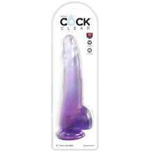 KING COCK - CLEAR DILDO COM TESTÍCULOS 19 CM ROXO