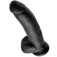 KING COCK - 9 DILDO PRETO COM BOLAS 22.9 CM