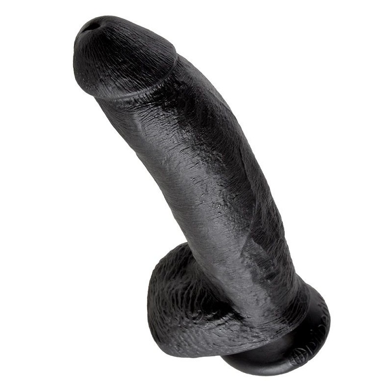 KING COCK - 9 DILDO SCHWARZ MIT EIER 22.9 CM