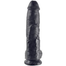 KING COCK - 10 DILDO BLACK WITH BALLS 25.4 CM