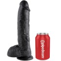 KING COCK - 10 DILDO PRETO COM BOLAS 25.4 CM