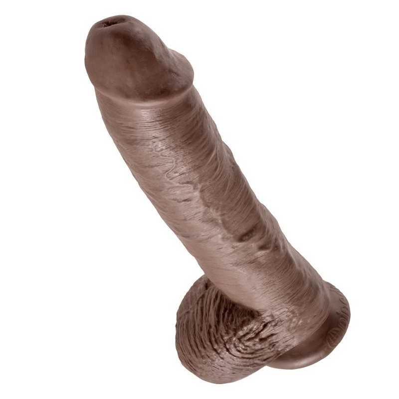 KING COCK - 10 DILDO BRAUN MIT EIER 25.4 CM