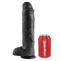 KING COCK - 11 DILDO PRETO COM BOLAS 28 CM