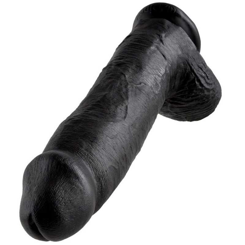 KING COCK - 12 DILDO SCHWARZ MIT EIER 30.48 CM