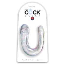 KING COCK - DOUBLE TROUBLE DOPPIO DILDO 33 CM TRASPARENTE