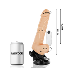 BASECOCK - CONTROLE REMOTO VIBRADOR REALÍSTICO PRETO 18.5 CM