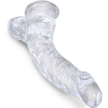 KING COCK - CLEAR PÉNIS COURBE RÉALISTE AVEC BOULES 16.5 CM