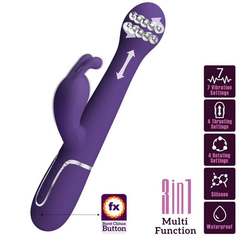 PRETTY LOVE - DEJON VIBRADOR COELHO 3 EM 1 MULTIFUNO ROXO