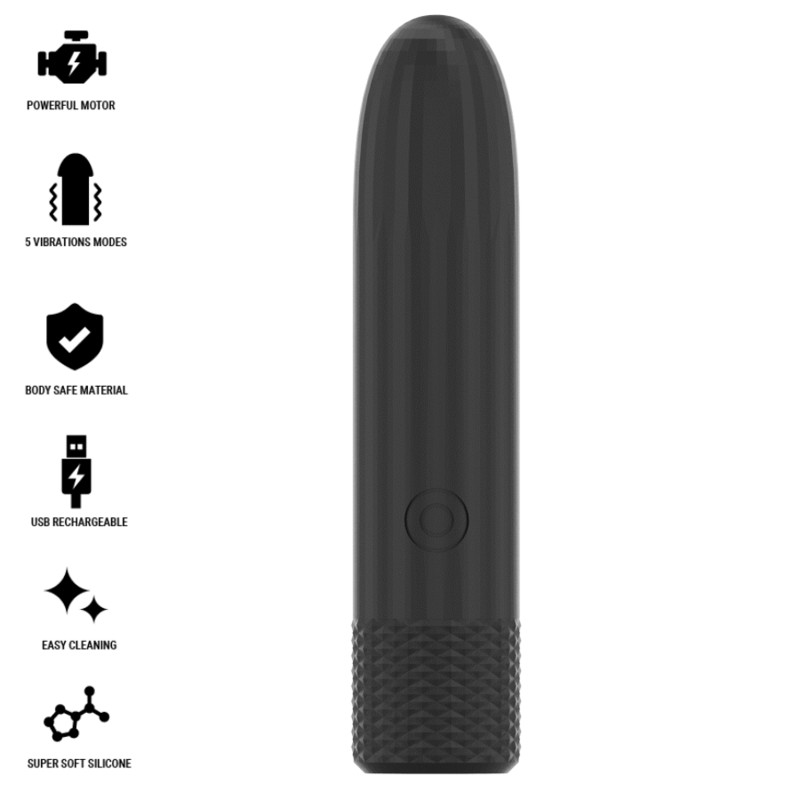 BLACK SILVER - GERI USB RECHARGEABLE VIBRATING BULLET 8