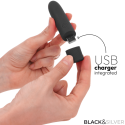 BLACK SILVER - GERI BULLET VIBRANT RECHARGEABLE USB 8