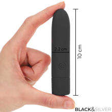 BLACK SILVER - GERI BULLET VIBRANT RECHARGEABLE USB 8