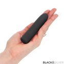 BLACK SILVER - GERI USB WIEDERAUFLADBARER VIBRIERENDER BULLET 8 VIBRATIONEN SCHWARZ 10 X 2,2 CM