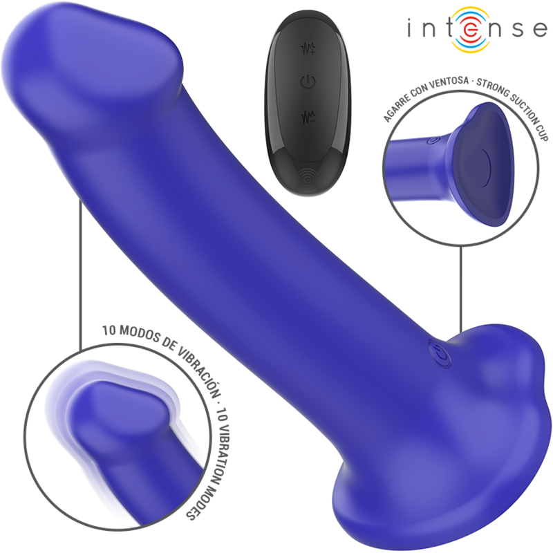 INTENSE - VICTORIA VIBRATEUR AVEC VENTOUSE 10 VIBRATIONS BLEU