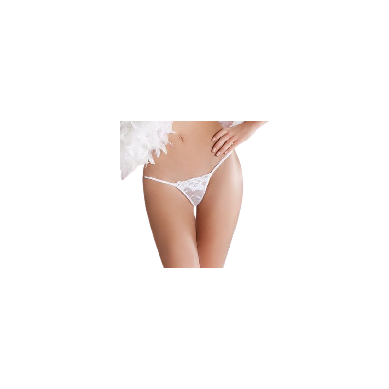 PASSION - MICRO WHITE THONG ONE SIZE WITH LACE