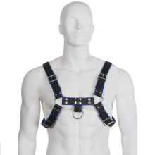 LEATHER BODY - BLAU-SCHWARZ LEDERGESCHIRR BRUST BULLDOG