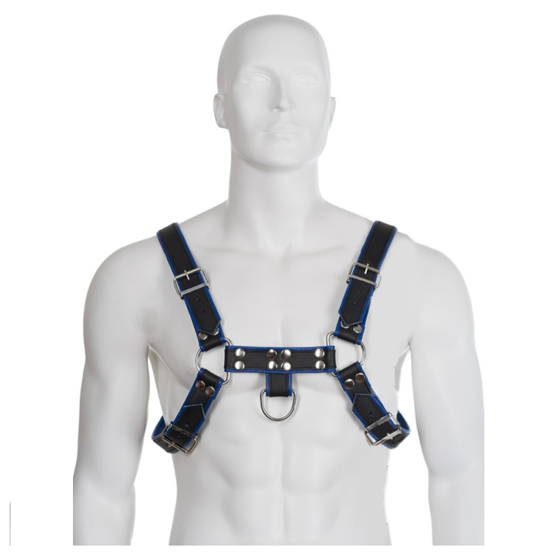 LEATHER BODY - BLAU-SCHWARZ LEDERGESCHIRR BRUST BULLDOG