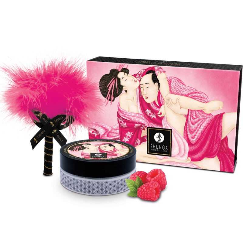 SHUNGA - KIT DE POUDRE DE MASSAGE COMESTIBLE FRAMBOISE