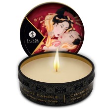 SHUNGA - MINI CARESS POR CANDELIGHT MORANGOS E VELA DE MASSAGEM