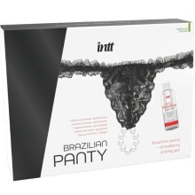 INTT RELEASES - BRAZILIAN BLACK PANTY WITH PEARLS AND LUBRICANT