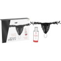 INTT RELEASES - BRAZILIAN BLACK PANTY WITH PEARLS AND LUBRICANT