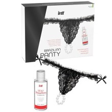 INTT RELEASES - CULOTTE BRÉSILIENNE NOIRE AVEC PERLES ET GEL