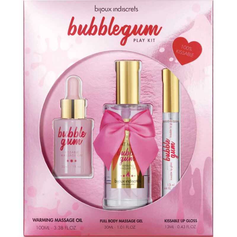 BIJOUX - INDISCRETS BUBBLEGUM PLAY KIT WITH OIL GEL LIP GLOSS