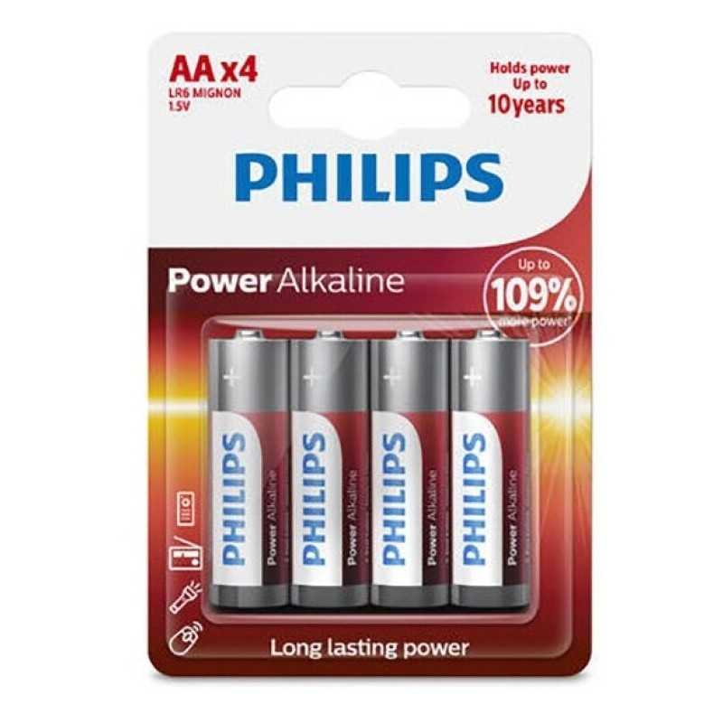 PHILIPS - BATERIA ALCALINA DA PHILIPS POWER AA LR6 * 4