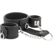 FETISH SUBMISSIVE - VEGAN LEATHER NECKLACE AND HANDCUFFS WITH