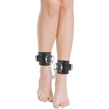 DARKNESS - BLACK ADJUSTABLE LEATHER ANKLE HANDCUFFS