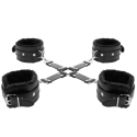 DARKNESS - LEATHER HANDCUFFS FOR FOOT AND HANDS BLACK